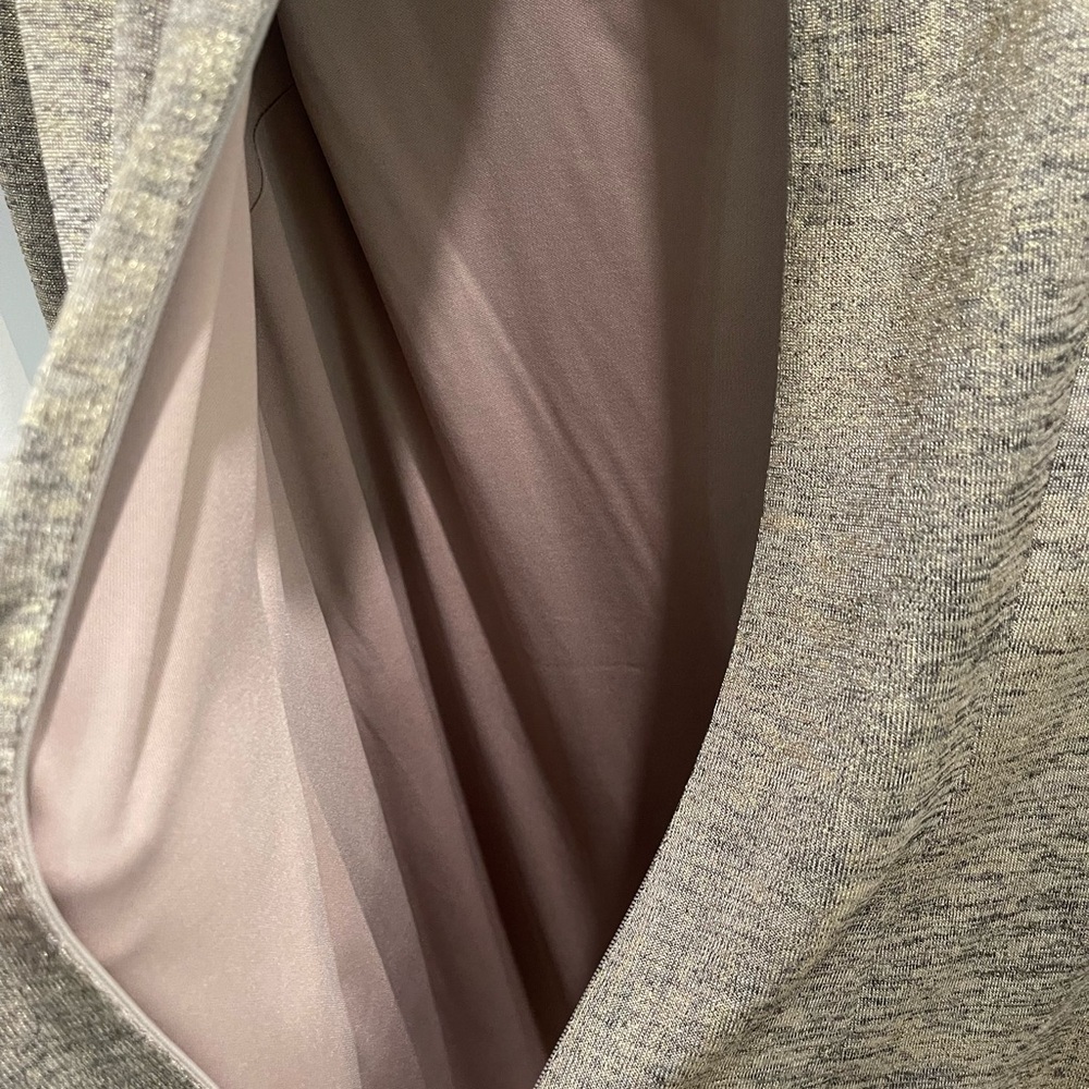 Vince Camuto Metallic Long Sleeves Shift Dress Midi Stretchy Lined Size 10 - Picture 8 of 12